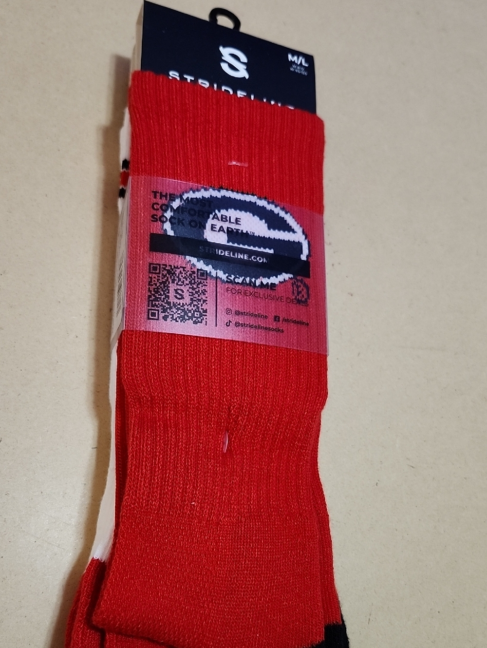 Striped Red Athletic Crew Socks for Men by STRIDELINE